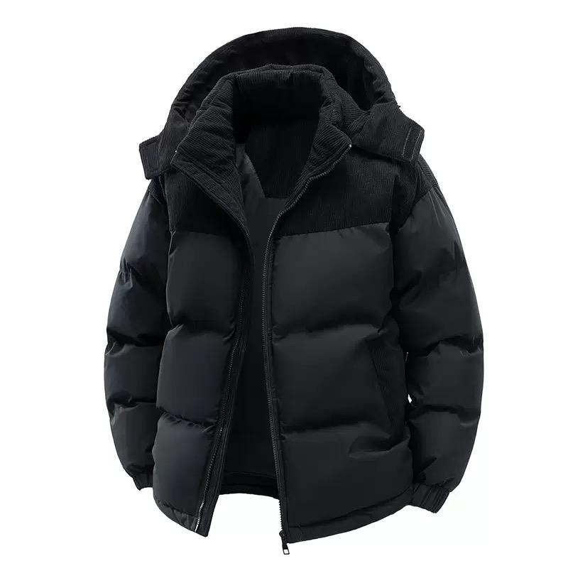Men's Casual Puffer Jacket - Warm Winter Coat with Detachable Hood