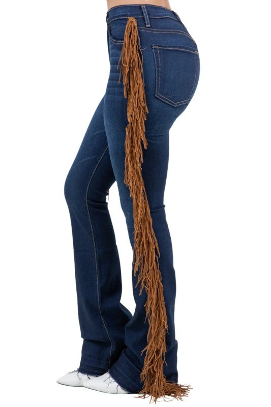 Judy Boot Cut Fringe Jean in Dark Wash