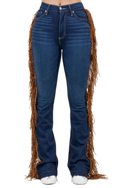 Judy Boot Cut Fringe Jean in Dark Wash
