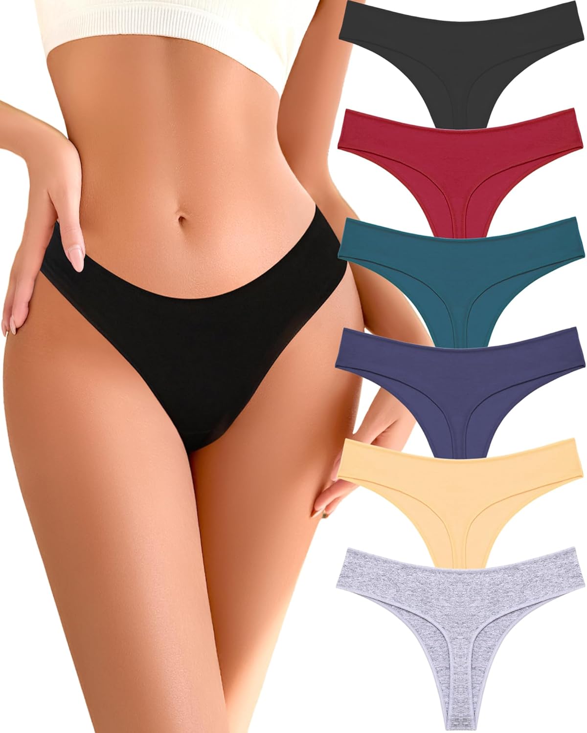 Cotton Underwear for Women Pack Breathable Thongs for Women Sexy Stretch Soft Womens Panties Thong XS-XL