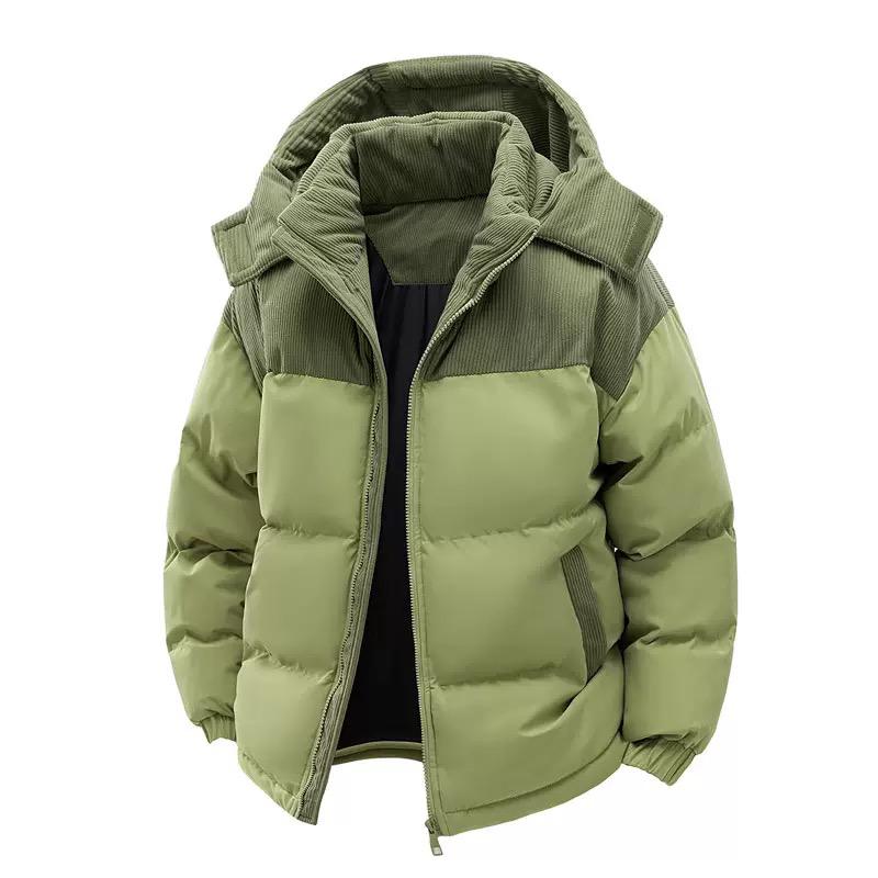 Men's Casual Puffer Jacket - Warm Winter Coat with Detachable Hood