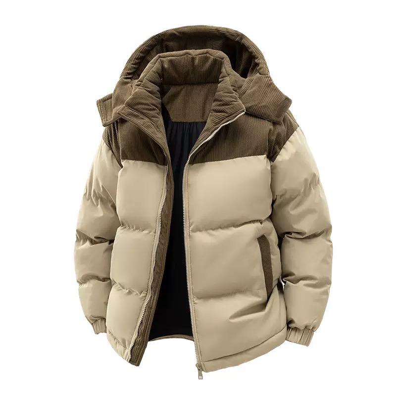 Men's Casual Puffer Jacket - Warm Winter Coat with Detachable Hood