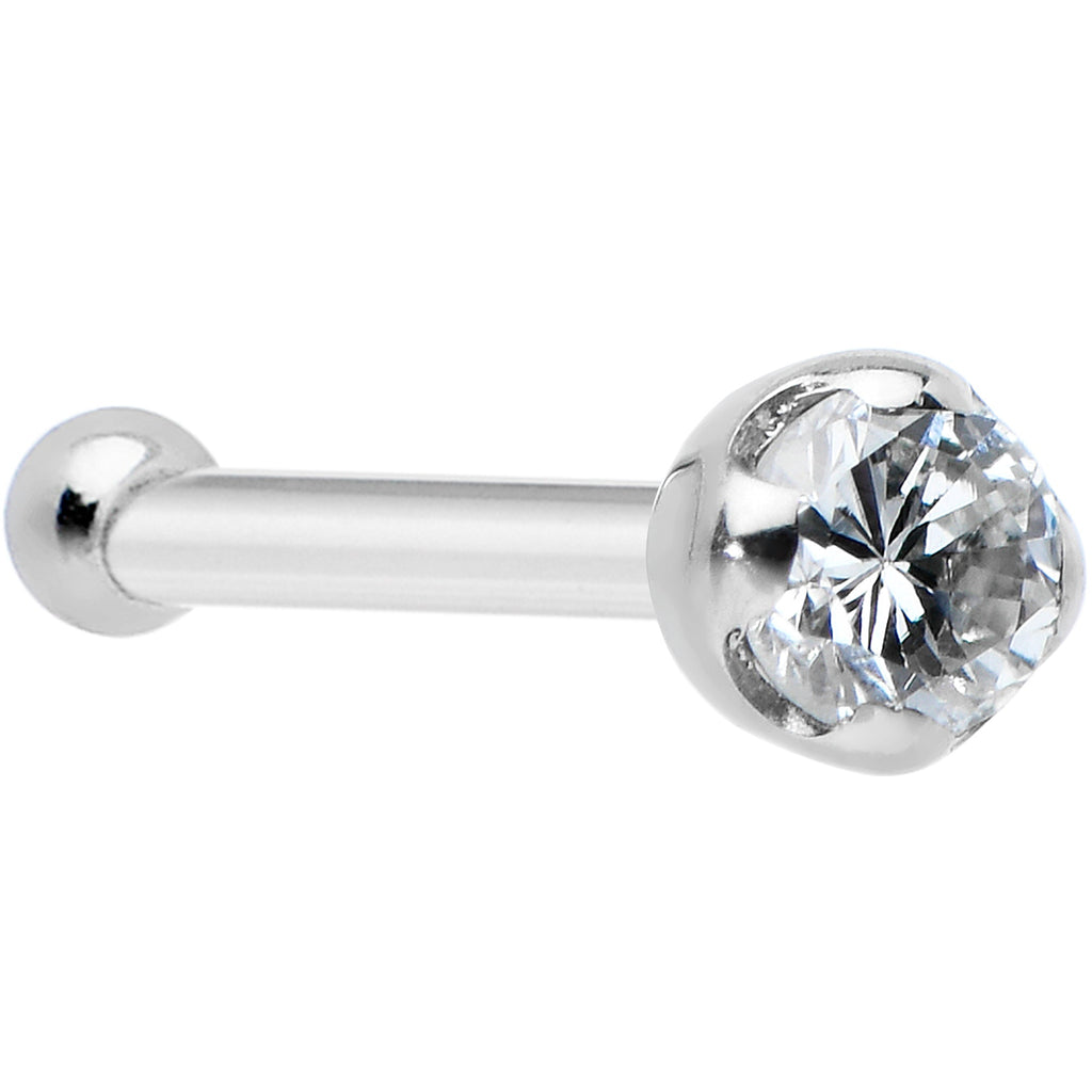 14k Solid White Gold Genuine 1.5mm Diamond Micro Nose Ring