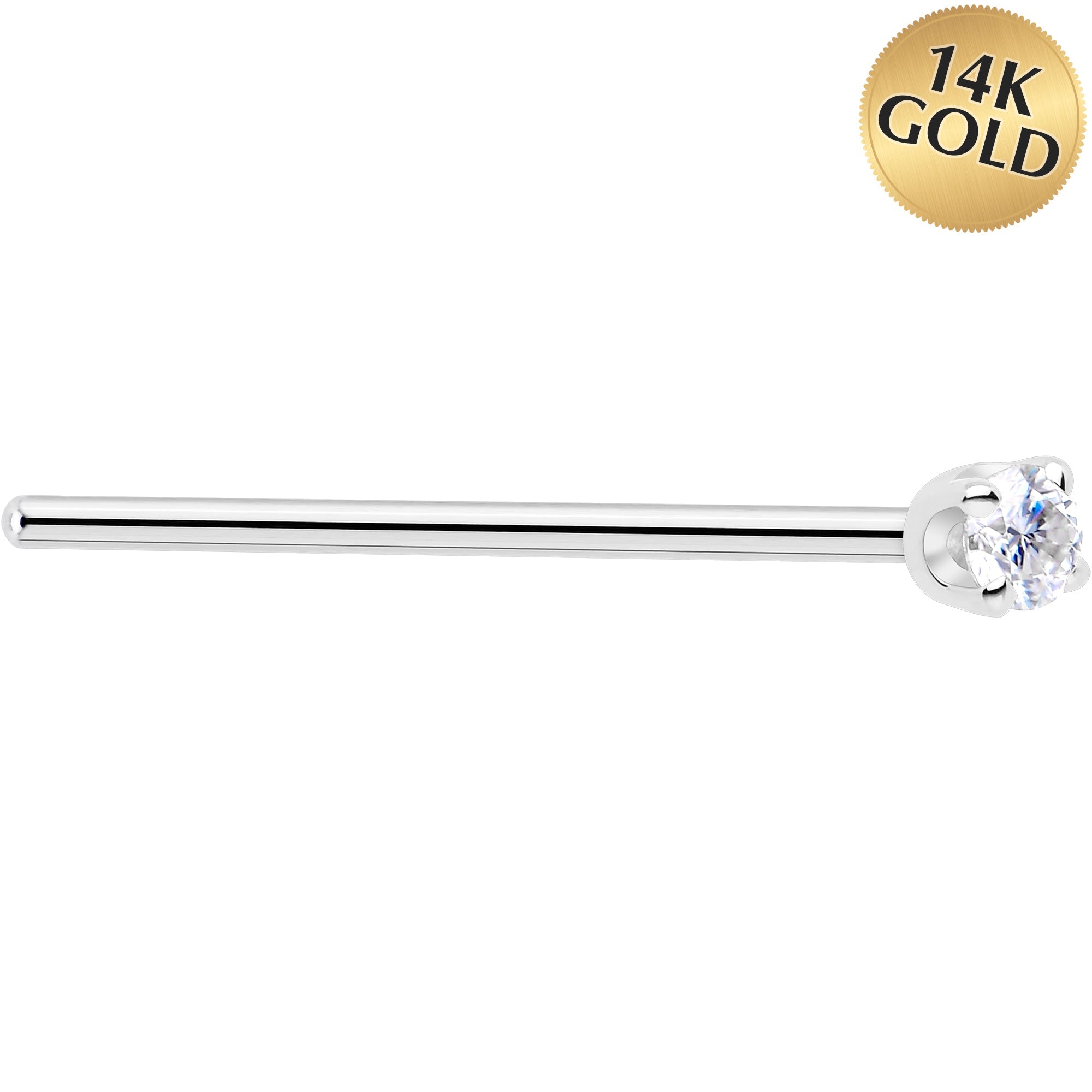 Solid 14K White Gold 2mm Genuine Diamond Nose Ring