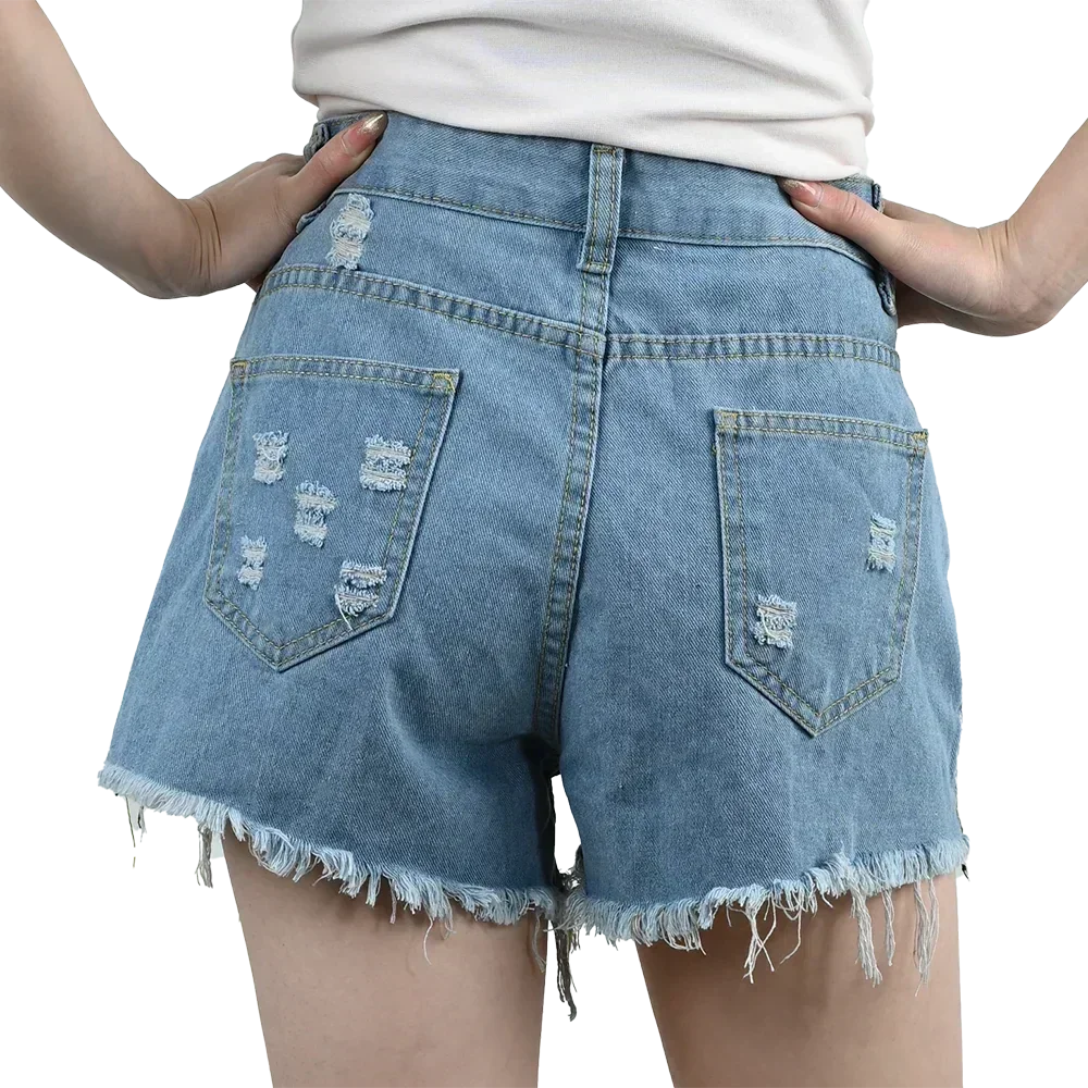 3pcs Women's High Waist Denim Shorts 2025 Summer Black Blue White Hot Pants Ripped Jeans Shorts Woman Short Trousers Streetwear