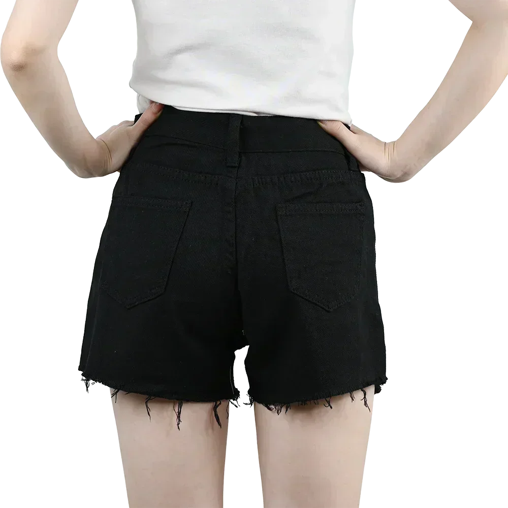 3pcs Women's High Waist Denim Shorts 2025 Summer Black Blue White Hot Pants Ripped Jeans Shorts Woman Short Trousers Streetwear