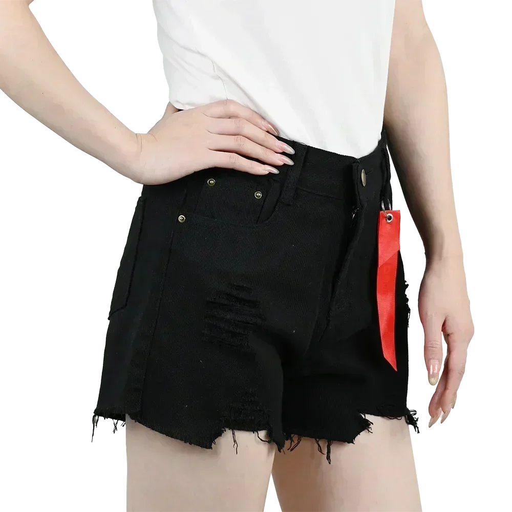 3pcs Women's High Waist Denim Shorts 2025 Summer Black Blue White Hot Pants Ripped Jeans Shorts Woman Short Trousers Streetwear