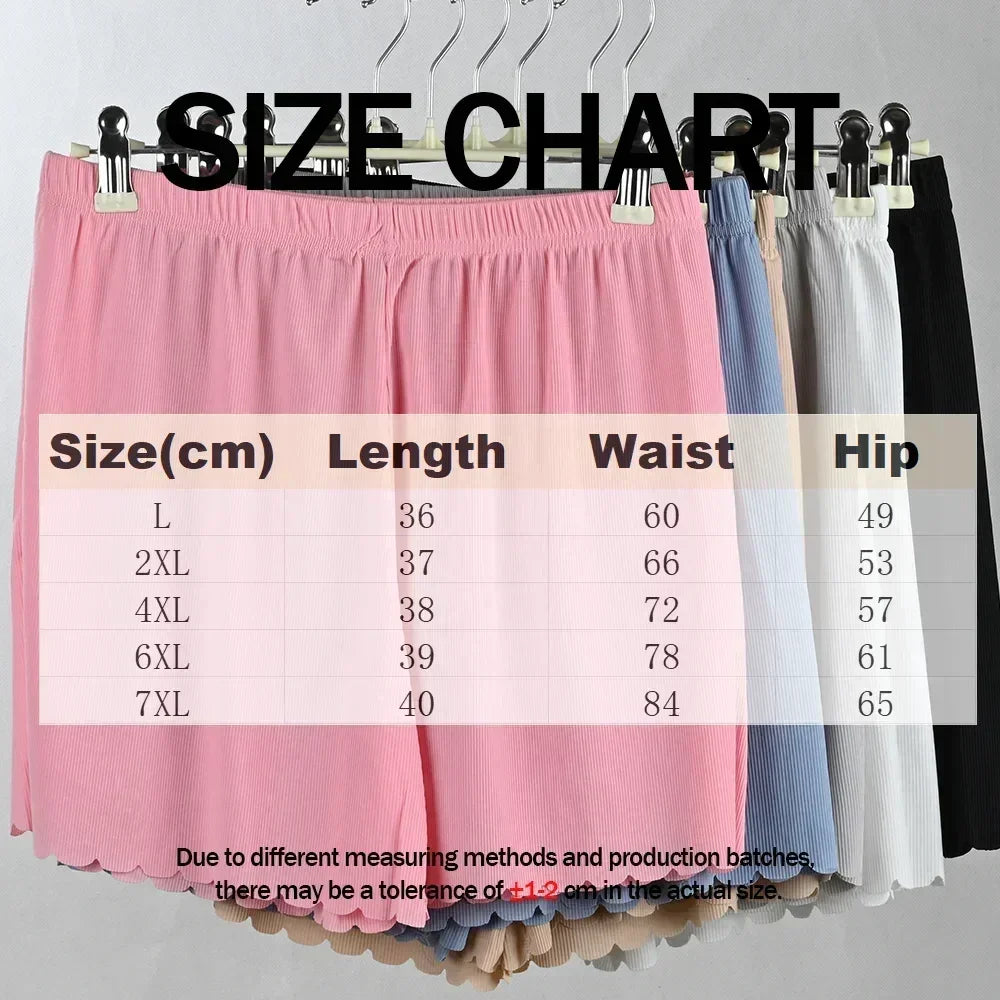1pcs Women's Summer Thin Ice Silk Safety Pants Woman Shorts Female Loose L-7XL shorts plus Size Ice Silk Safe Pants Pajama