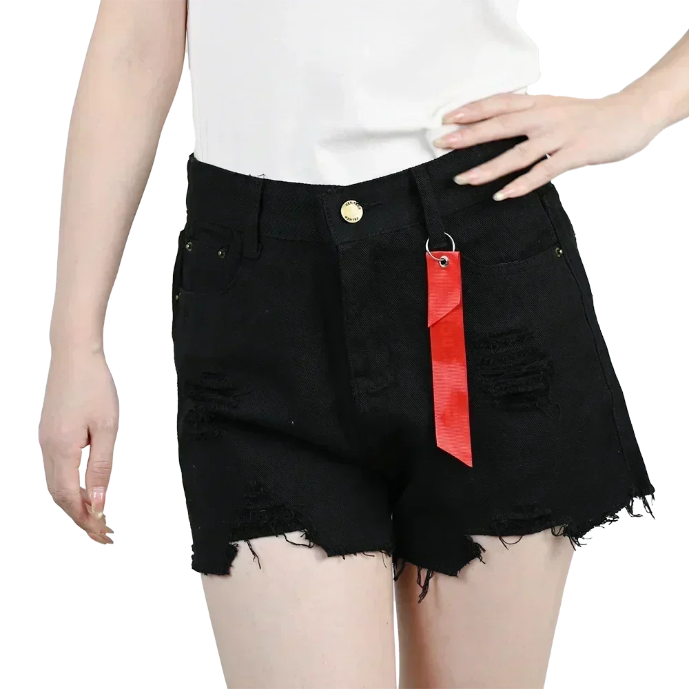 3pcs Women's High Waist Denim Shorts 2025 Summer Black Blue White Hot Pants Ripped Jeans Shorts Woman Short Trousers Streetwear