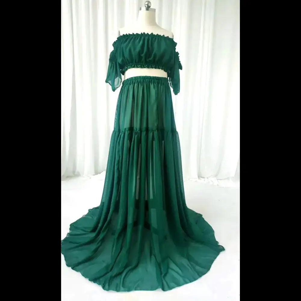 Maternity Dress For Photoshoot Pregnancy Off Shoulder Ruffled Semi Transparent Chiffon Long Dress Photography Dress For Women