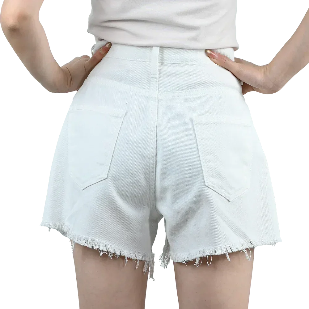 3pcs Women's High Waist Denim Shorts 2025 Summer Black Blue White Hot Pants Ripped Jeans Shorts Woman Short Trousers Streetwear