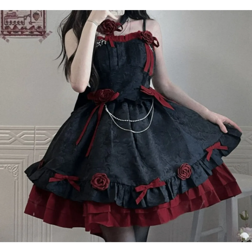 Dark Victorian Gothic Lolita Rose Dress