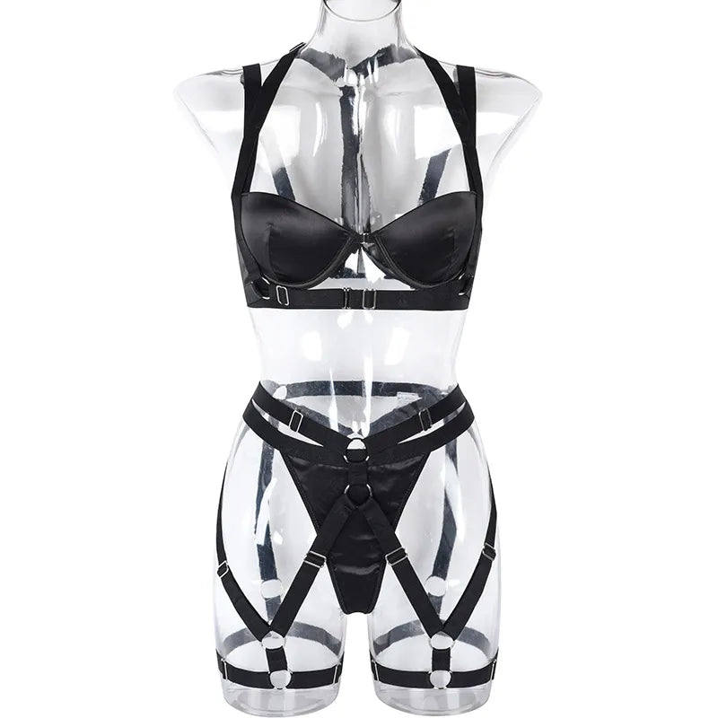 Dark Luxe Satin Lingerie Set